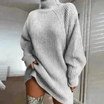 Winter Solid Knitted turtleneck sweater dress Mini - EX-STOCK CANADA