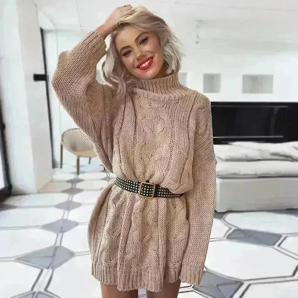 Autumn Winter Knitted Mini Sweater dress - EX-STOCK CANADA