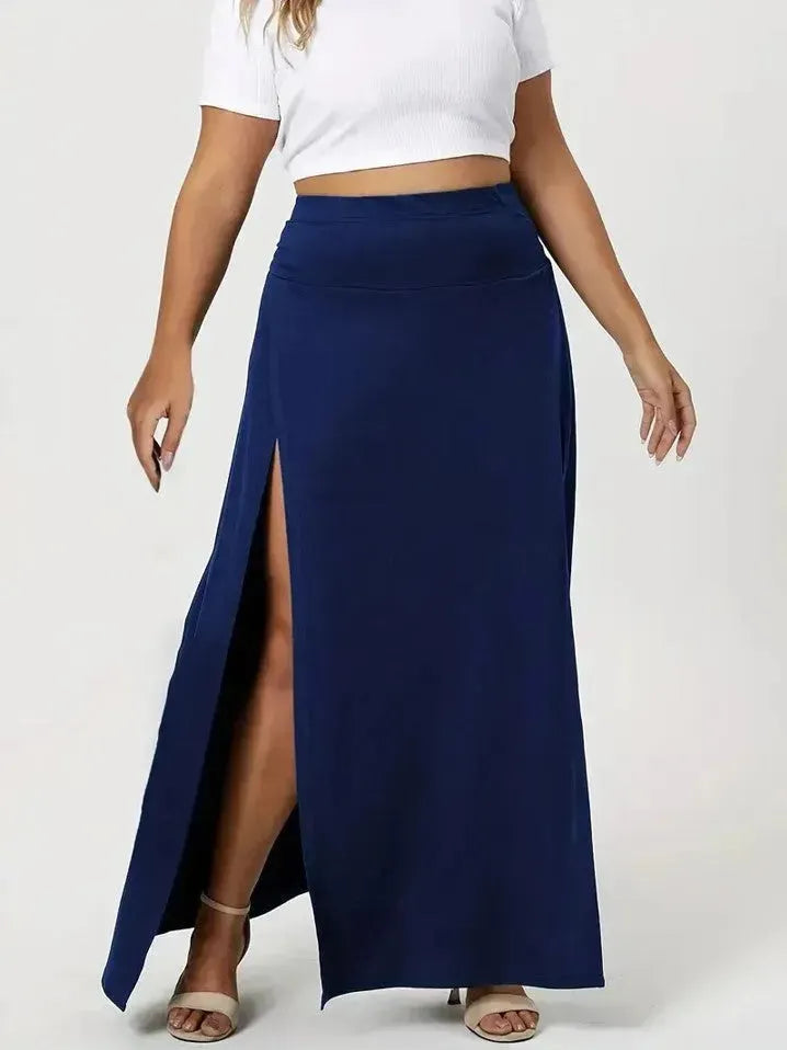 Women's High Waist Slit Solid Color Side Slit Maxi Skirt - EX-STOCK CANADA
