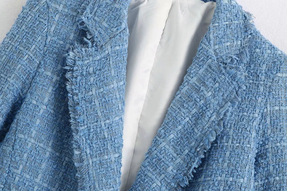 Retro loose suit tweed women's blazer jacket casual women streetwear - EX-STOCK CANADA
