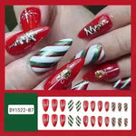 24 piezas de calcomanía de uñas falsas de Navidad de Navidad