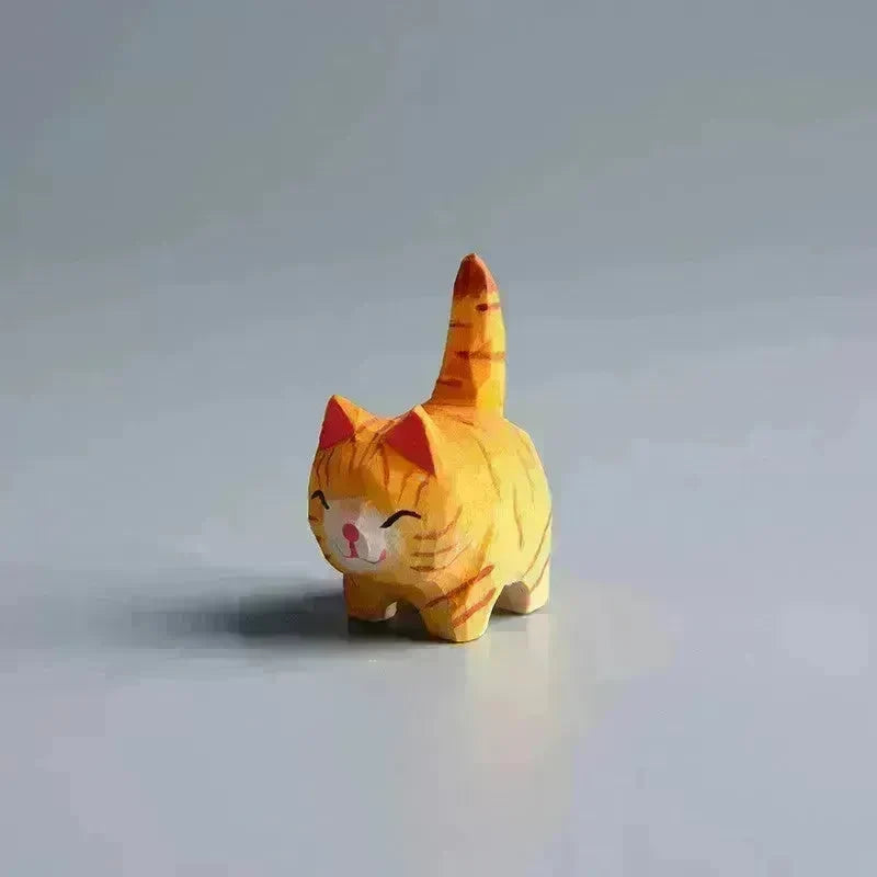 Creative Decorative Hand carved wooden Cat Trinkets Ornaments - EX-STOCK CANADA