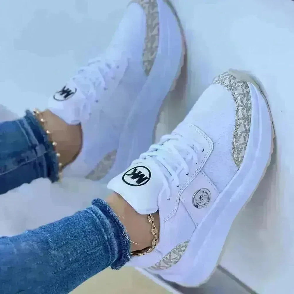 Casual Lace-up Sports Shoes Thick-soled Color-blocked Round-toe Platform Sneakers Outdoor Casual Walking Running Shoes - EX-STOCK CANADA