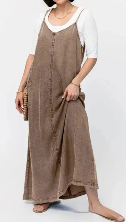 New Suspender Leisure Denim mum loose long Dress - EX-STOCK CANADA