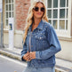Slim Fit Washed Short Long Sleeved Denim Jacket Top For Women EX-STOCK Canada 