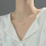 Double Heart Interlocking Titanium Steel Necklace Jewelry - EX-STOCK CANADA