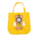 Little Bee Character Pet Carrier Tote Bag – Cute 3D Canvas Shoulder Bag for Cats & Small Dogs | Yellow / Blue / Gray