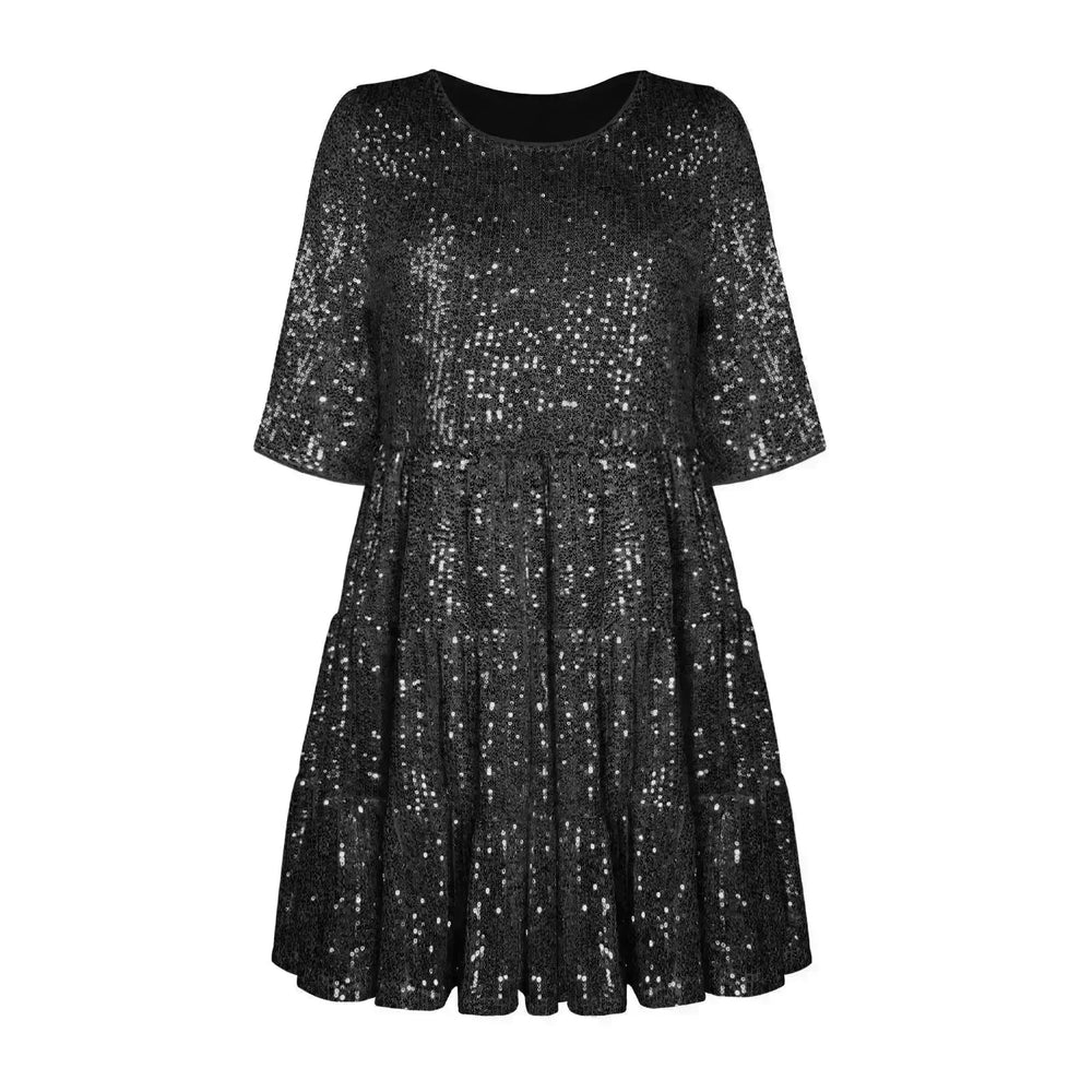 Elegant ladies Sequined Short Mini Skater Dress - EX-STOCK CANADA