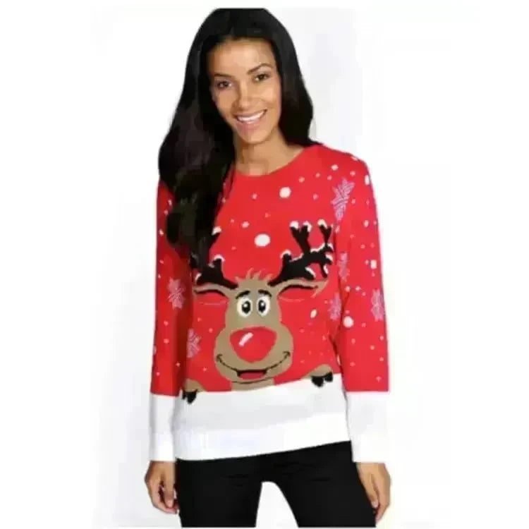 Christmas fawn deer jacquard Cashmere sweater - EX-STOCK CANADA