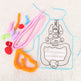 Colorful balloon animals and a diagram of a消化系统 on a textured white background