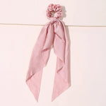 Cute Hair Silk Bow Scrunchie Vintage Satin Scarf Scrunchie - EX-STOCK CANADA