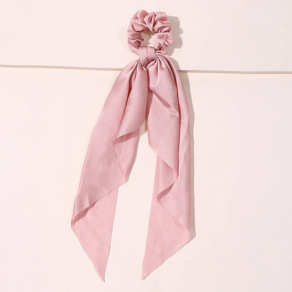 Cute Hair Silk Bow Scrunchie Vintage Satin Scarf Scrunchie - EX-STOCK CANADA