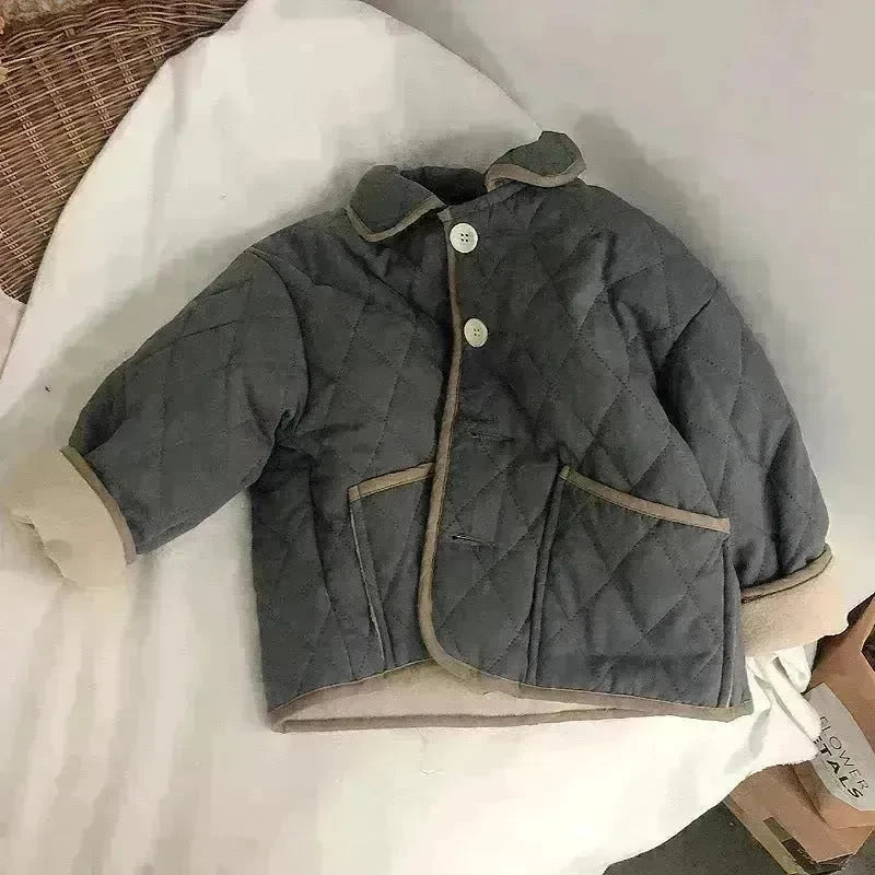 Coat Girls' Cashmere Cotton-padded Coat Lapel Warm Coat - EX-STOCK CANADA