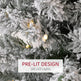 7ft Artificial Prelit Christmas Tree With Warm White LED Light, Snow Flocked Branches, Metal Base, Pencil Xmas Tree EX-STOCK Canada 