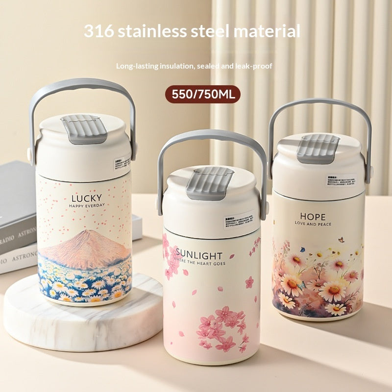 316 Stainless Steel Insulated Thermos Bottle for Students – Floral Designs | 550ml & 750ml