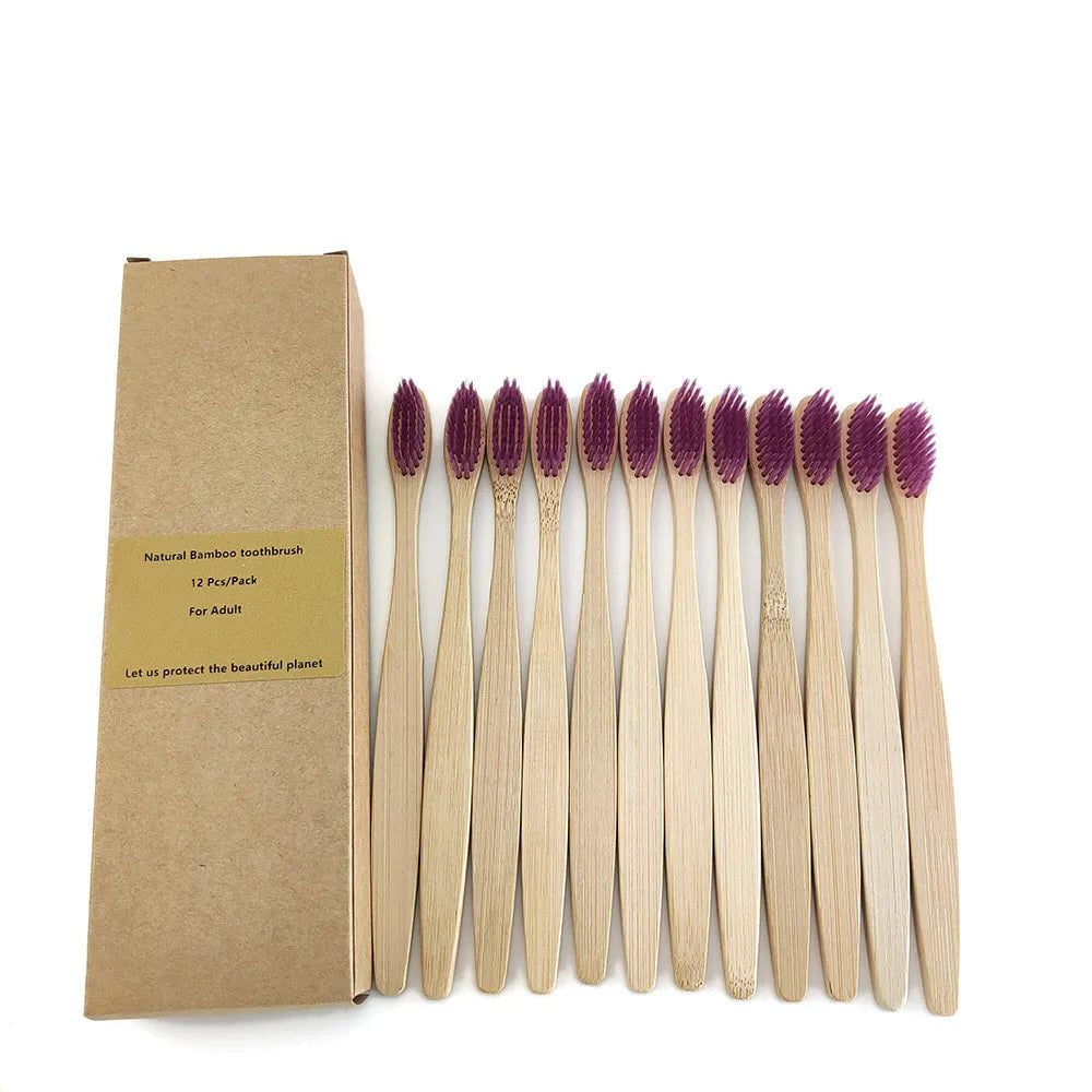 Eco friendly 12 Bamboo toothbrushes - EX-STOCK CANADA