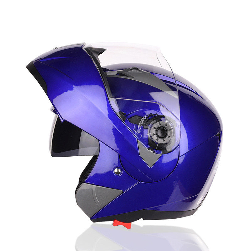 Blue Modular Flip-Up Motorcycle Helmet — Dual Visor, ABS Shell, 4 Colours (M–XXL)