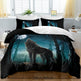 Moon Wolf Bedding Green Watercolor Forest Wolf Landscape Duvet Cover Sets 3 Pieces Wild Animal Bedding Set Twin Full Queen King Size EX-STOCK Canada 