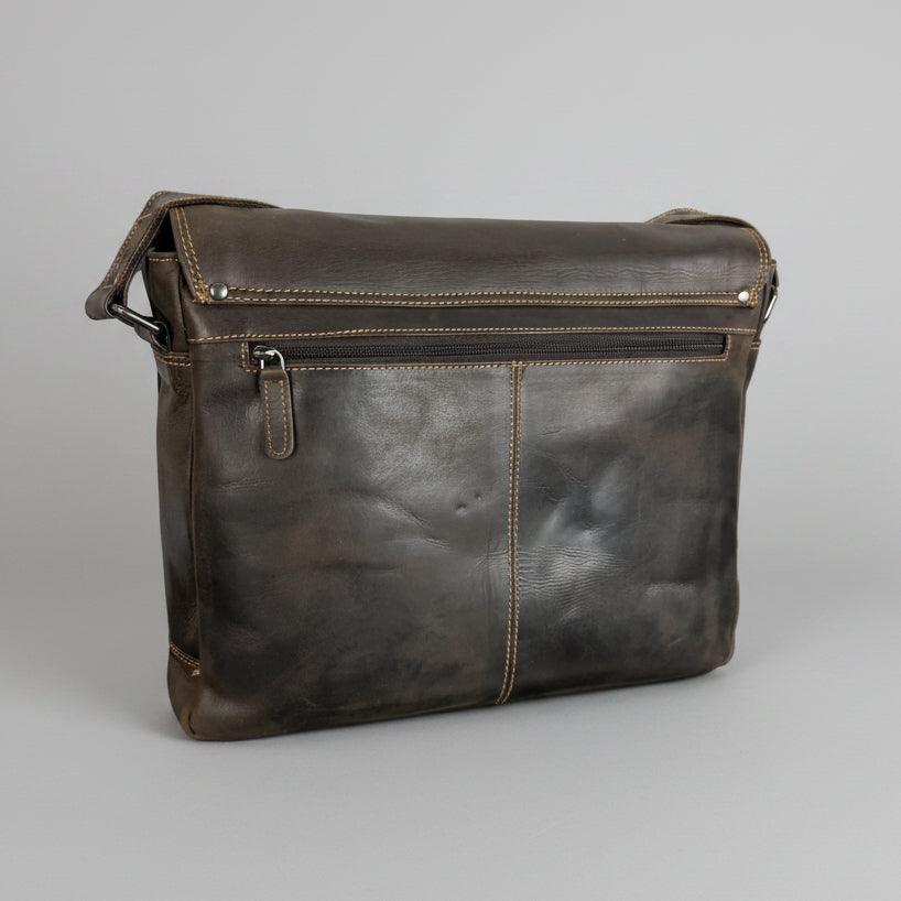 Greenwood Leather Laptop Bag. Premium Waxed Full-Grain Leather Briefcase for 16" Laptops 