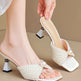 Perle alla moda e versatili per il pendolarismo, con tacchi sottili e dita dei piedi scoperte, pantofole fresche, mezze pantofole 