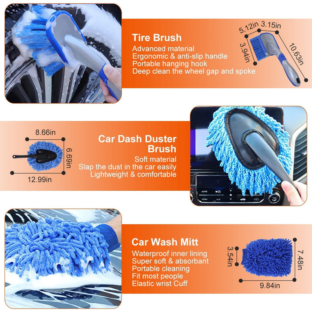 26Pcs Car Detailing Brush Kit Exterior Interior Car Cleaning Set Drill Brush Set Car Buffing Sponge Pads Kit For Cleaning Automobile Interior Exterior Wheels Dashboard EX-STOCK