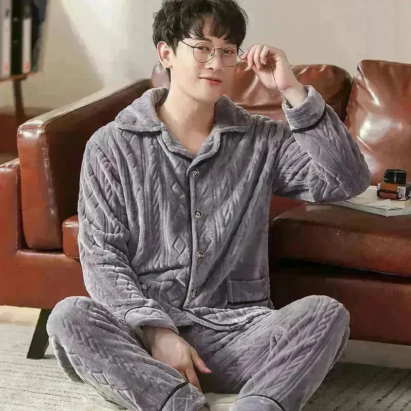 Flannel warm and thickened men's pajamas - EX-STOCK CANADA