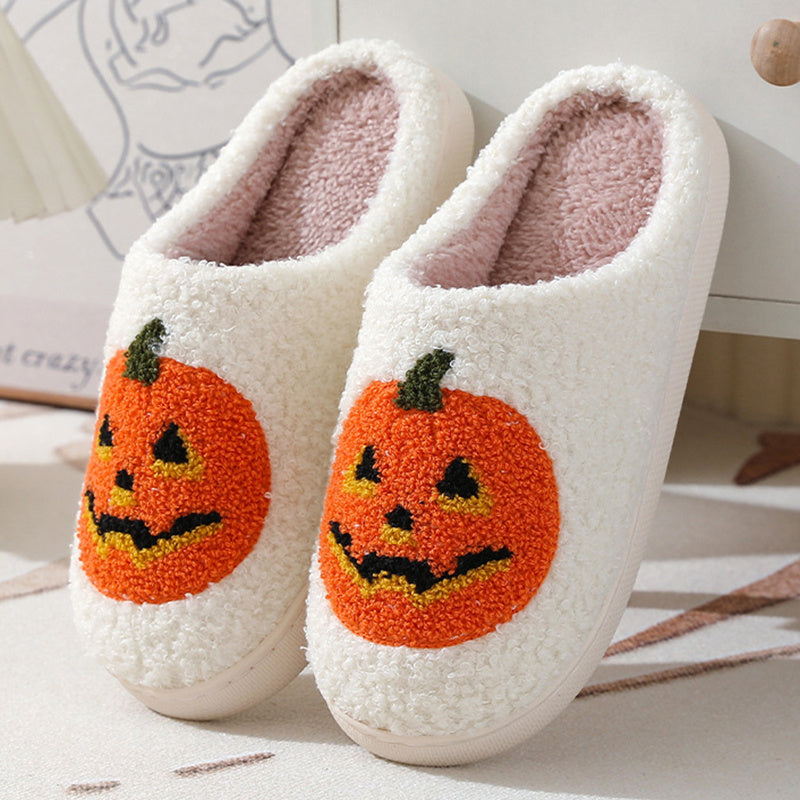 Halloween Pumpkin Cartoon Slippers Warm Winter Slippers Men And Women Couples Indoor House Shoes EX-STOCK