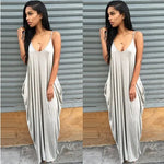 Plus size summer maxi dress beach vacation resort dress with pocket