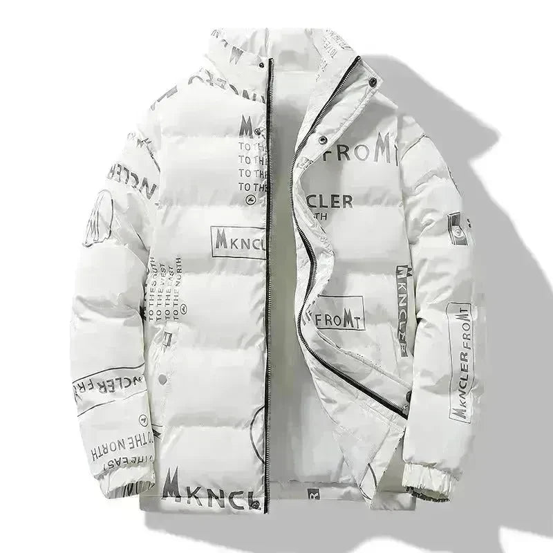 Men's Winter Fashion Printed Zip button Thick Rain Puffer Jacket - EX-STOCK CANADA