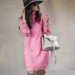 Autumn Winter Woolen Knitted Short Turtleneck Sweater Dress