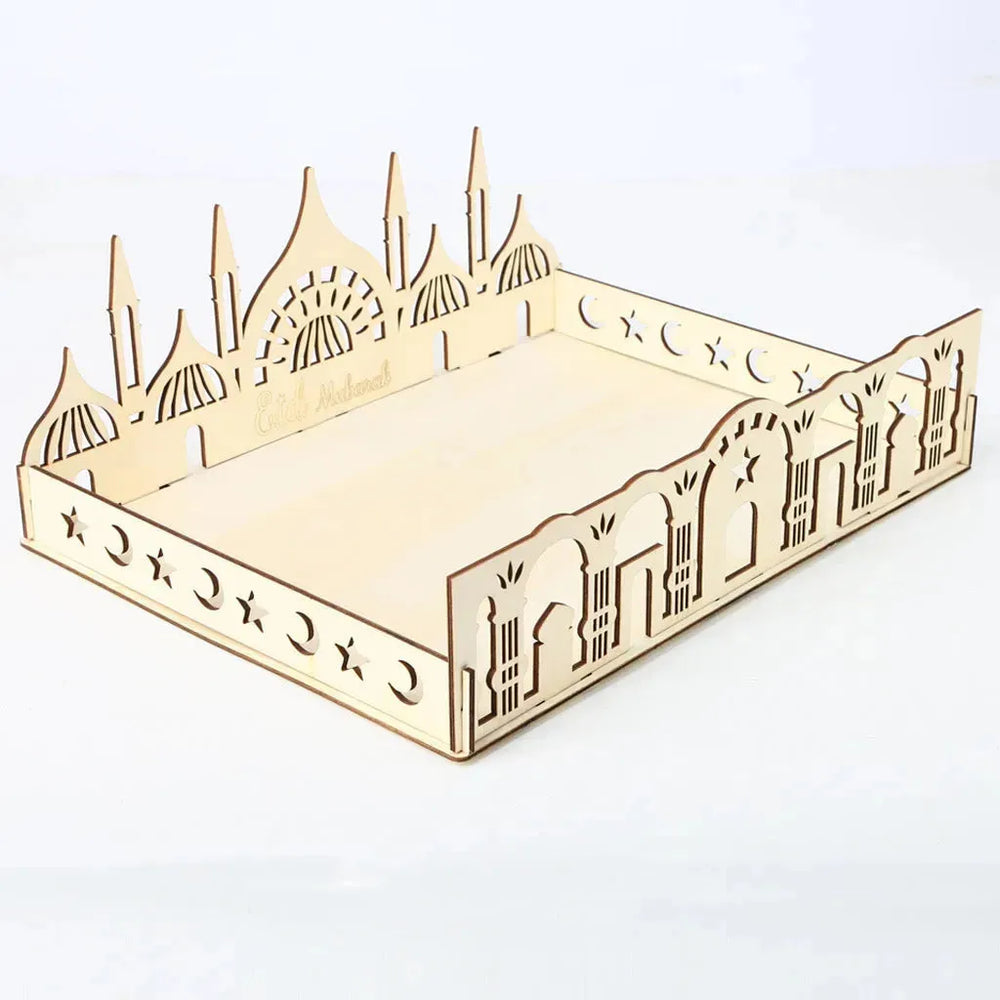 Wooden Ornament Eid Al Fitr Table Decoration coffee Tray - EX-STOCK CANADA