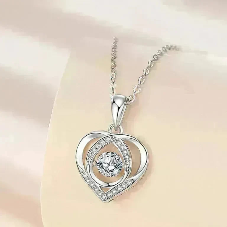 S925 Beating Heart-shaped Necklace Women Luxury Love Rhinestones Necklace Jewelry Gift For Valentine's Day - EX-STOCK CANADA