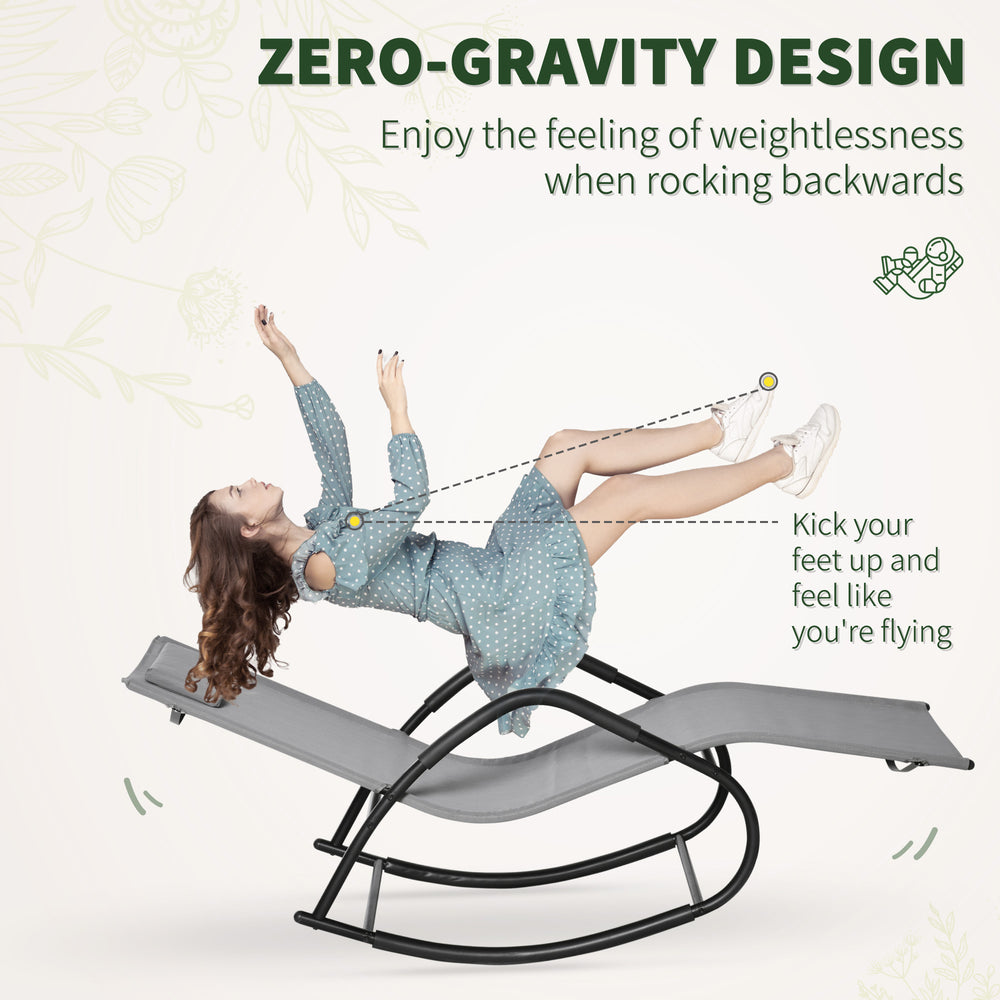 Schaukelstuhl, Zero-Gravity-Patio-Liegestuhl, Outdoor-Schaukel, UV- und wasserbeständig, Kissen zum Sonnenbaden, für Rasen, Garten oder Pool, GrauEX-STOCK Canada 