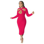 Vestido de lápices de FartyCon Midi Farty Campo de manga larga de manga larga con cuello en V