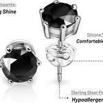 Pendientes De Diamantes Negros En Oro Blanco De 14 Quilates .30 CTW, Oro Blanco Diamante, Diamante Negro EX-STOCK