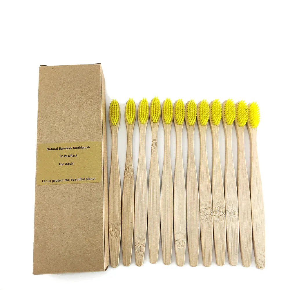 Eco friendly 12 Bamboo toothbrushes - EX-STOCK CANADA