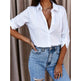 Women's Casual Long Sleeve Button-Down Shirt With Roll-Up Sleeves, Stylish Mid-Length Blouse For Everyday Wear EX-STOCK