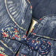Elegant Classy Long Sleeve Denim dress with belt Flared Embroidered Jeans Dress - EX-STOCK CANADA