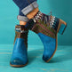 Ethnic Boho Ankle Boots Women | Colourful Woven PU Leather Side Zip EU 34–43