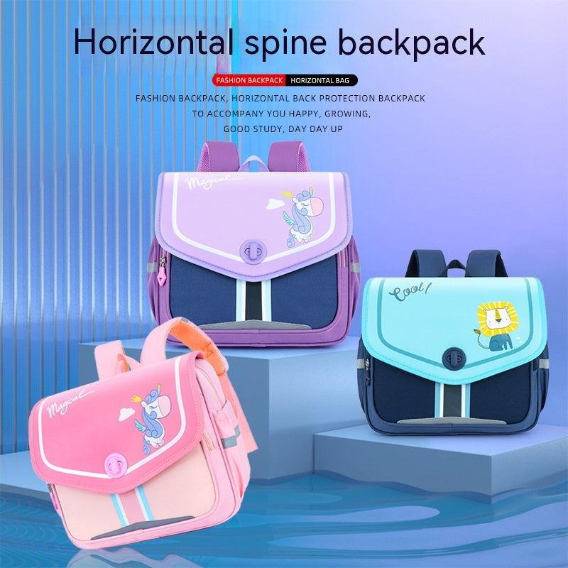 Kids' Lightweight Casual Backpack – Large Capacity School Bag for Boys & Girls (Purple & Light Blue)