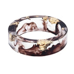New dried flower resin ring Sen Xiao small  handmade flower gold foil color Epoxy ring