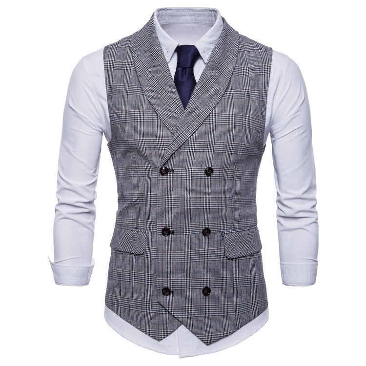 Men's Slim Fit Business Waistcoat – Double Breasted Suit Vest grey