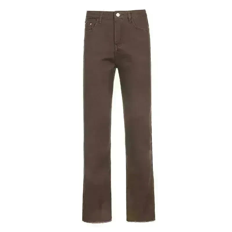 Brown High Waist Stretch Bootcut Jeans Women Casual Pants - EX-STOCK CANADA