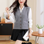 Women's V-neck Twist Knitted Vest EX-STOCK Canada 