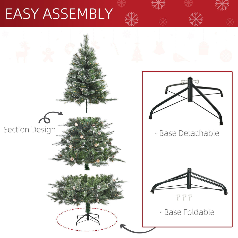 HOMCM 6FT Artificial Christmas Snow Pine Tree Holiday Home Xmas Decoration With Automatic Open, Pinecone, Green EX-STOCK Canada 