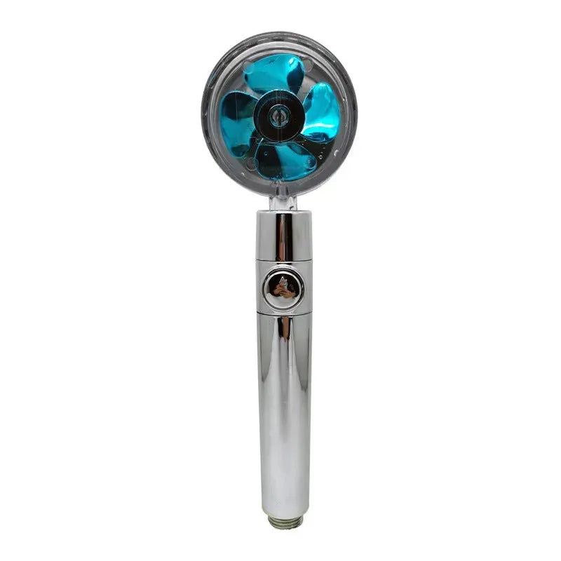 Propeller Driven Shower Head With Stop Button And Cotton Filter Turbocharged High Pressure Handheld Shower Nozzle - EX-STOCK CANADA