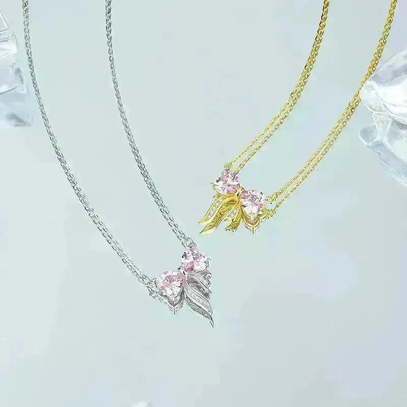 Women's Bow Zircon Necklace S925 Sterling Silver Clavicle Chain - EX-STOCK CANADA