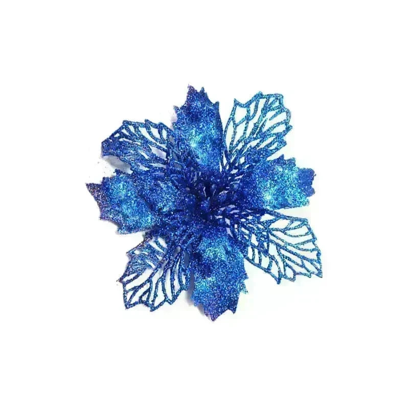 Glitter Artifical Christmas Flowers Christmas Tree Decorations For Home Fake Flowers Xmas Ornaments New Year Decor - EX-STOCK CANADA
