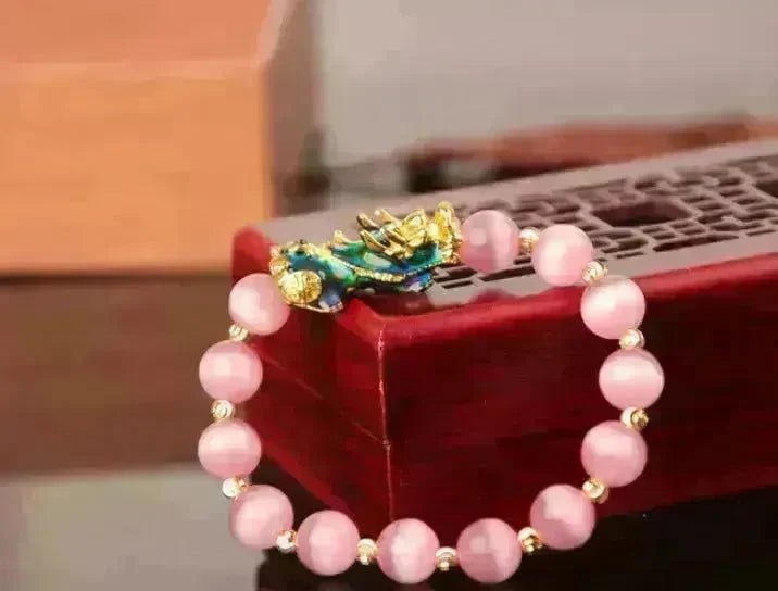 3D Gold Plated PiXiu Crystal Beaded Bracelet - EX-STOCK CANADA