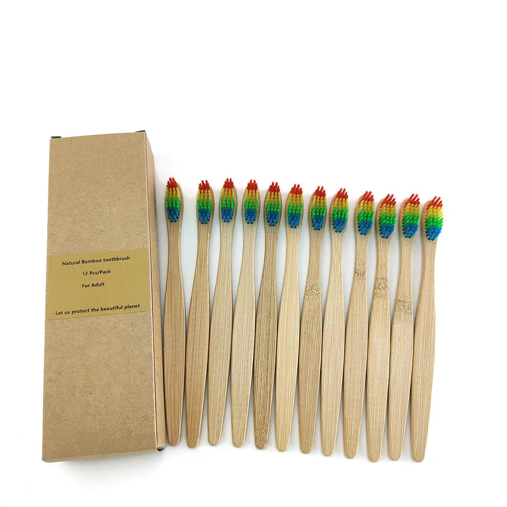 Eco friendly 12 Bamboo toothbrushes - EX-STOCK CANADA